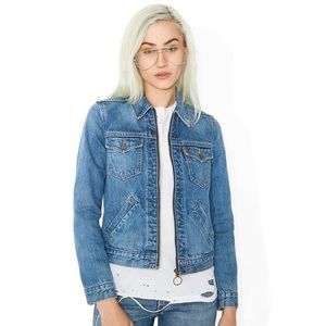 Levi’s Orange Tab Ring Zip Up Trucker Jacket L